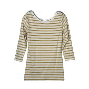 Matilda Jane Wonderful Parade Striped Sunny Boat Neck Tee Yellow White Medium